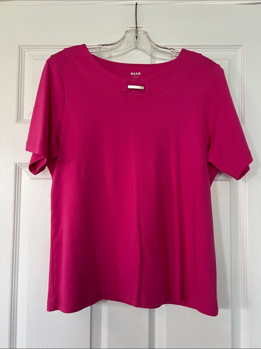 Alia Short Sleeve Crewneck Top in Bright Fuchsia